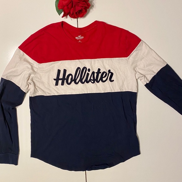 hollister red white and blue shirt